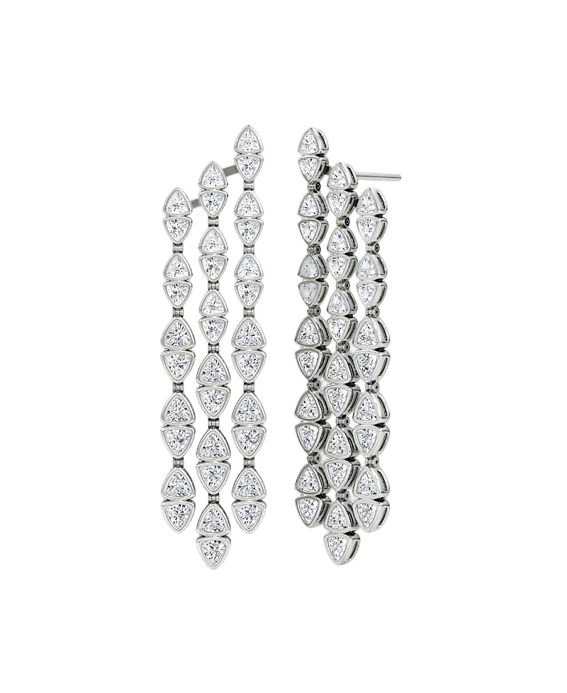 Vrai Trillion Cascade Earrings in 14K White Gold, 9.64ctw Trillion Lab Grown Diamonds