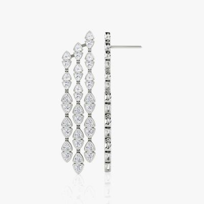  Trillion Cascade Earrings in 14K White Gold, 9.64ctw Trillion Lab Grown Diamonds