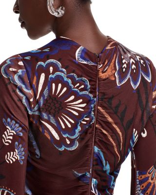 Floral Gathered Bodice Midi Dress