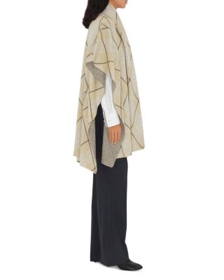 Check Wool Mohair Blend Cape