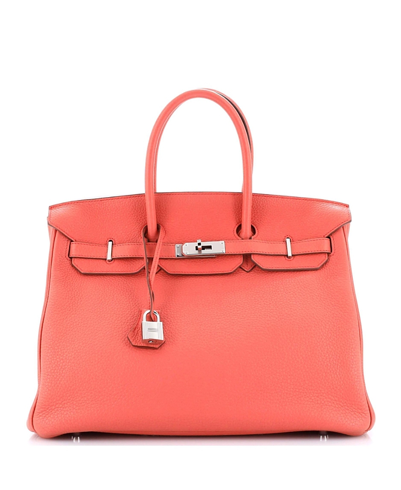 Pre-Owned Hermes Birkin 35 Handbag Red Togo with Palladium Hardware