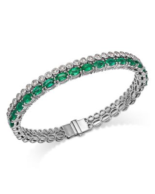 Bloomingdale's Fine Collection Emerald & Diamond Bangle Bracelet in 18K White Gold