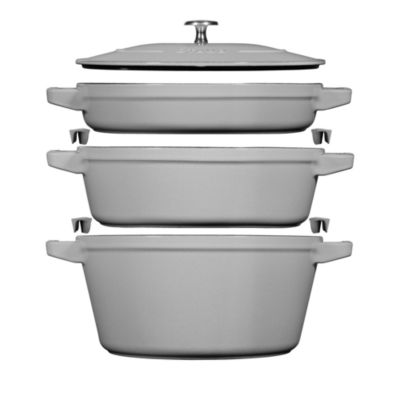 4 Pc Stackable Enameled Cast Iron Set