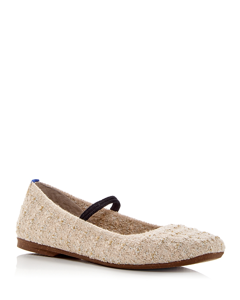 Rothys The Max Square Mary Jane In White/neutral In Tan