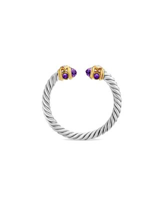 Renaissance Ring in Sterling Silver with Amethyst, 14K Yellow Gold and Diamonds