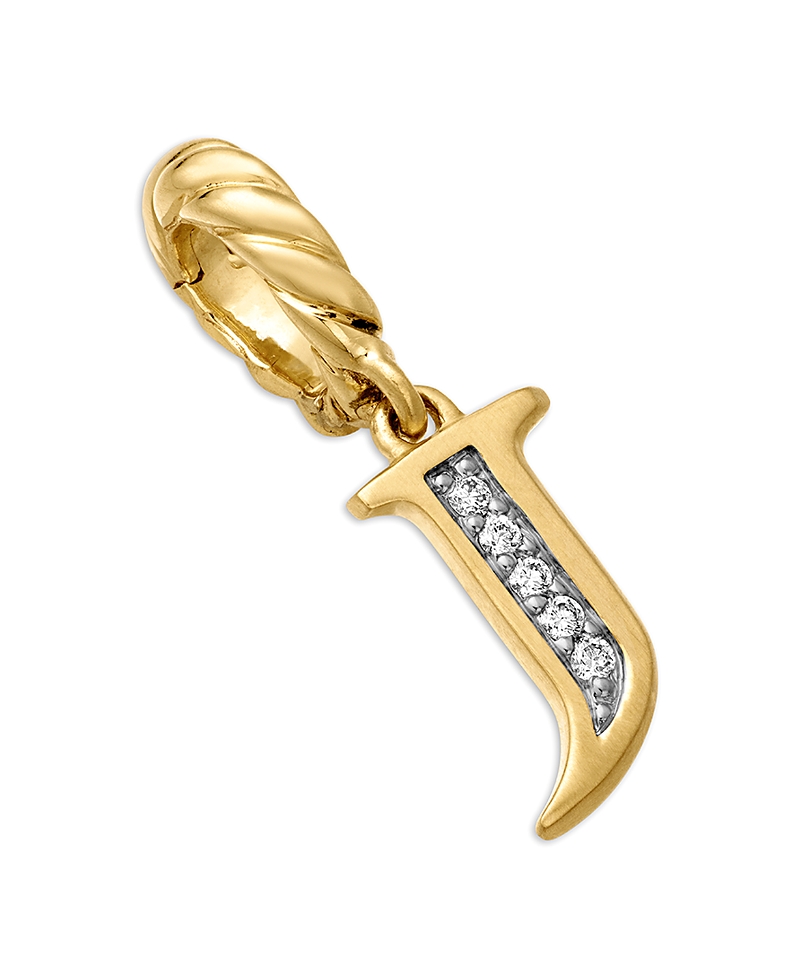 David Yurman 18K Gold Amulets Diamond Pave Initial Pendant · OS