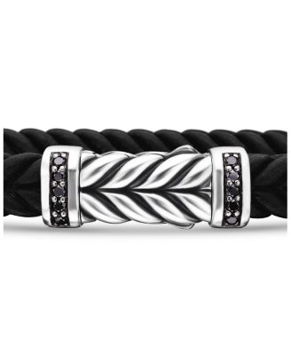 Men's Chevron Black Rubber Bracelet with Pav&eacute; Black Diamonds