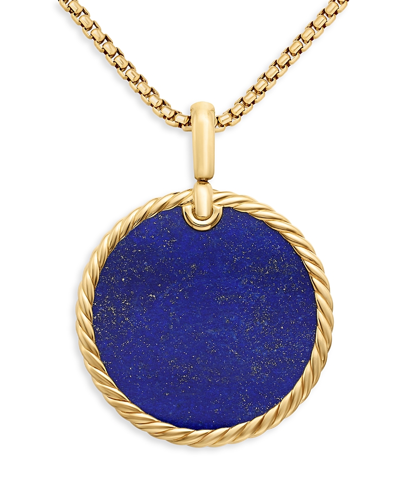 David Yurman Dy Elements Disc Pendant in 18K Yellow Gold with Lapis