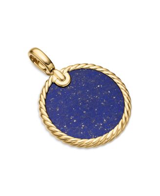 David Yurman Dy Elements Disc Pendant in 18K Yellow Gold with Lapis