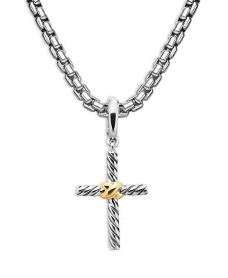 David Yurman - Petite X Cross Pendant in Sterling Silver with 18K Yellow Gold, 23mm