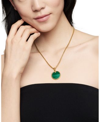 Small Cable Disc Amulet in 18K Yellow Gold with Malachite