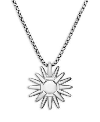 Starburst Pendant Necklace in Sterling Silver with Pav&eacute; Diamonds, 17-18"
