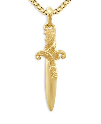 18K Yellow Gold Cognac Diamond Dagger Amulet Pendant