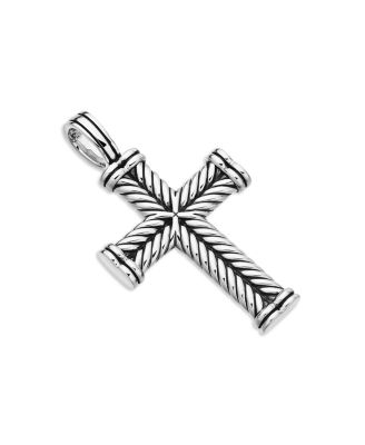 Men&#39;s Chevron Cross Pendant in Sterling Silver, 33.5mm