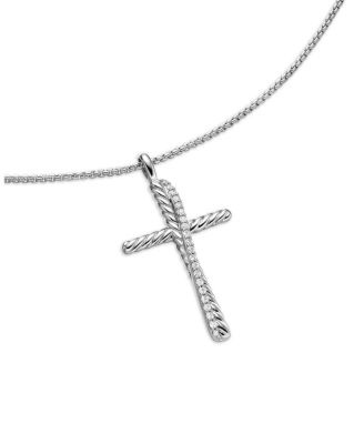Crossover Cross with Diamonds on Chain, 18"