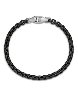 Men's Box Chain Bracelet in Darkened Stainless Steel, 5mm