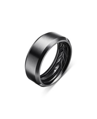 Men's Black Titanium 8.5mm Beveled Band