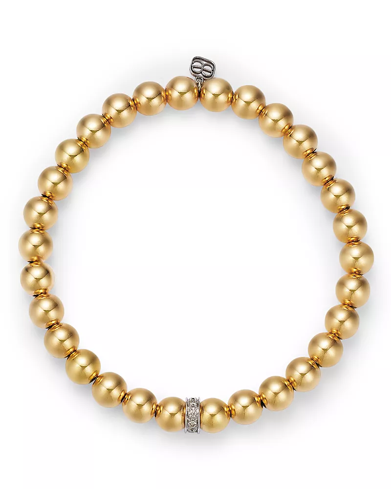 Sydney Evan 14K Yellow Gold Diamond Rondelle Beaded Bracelet