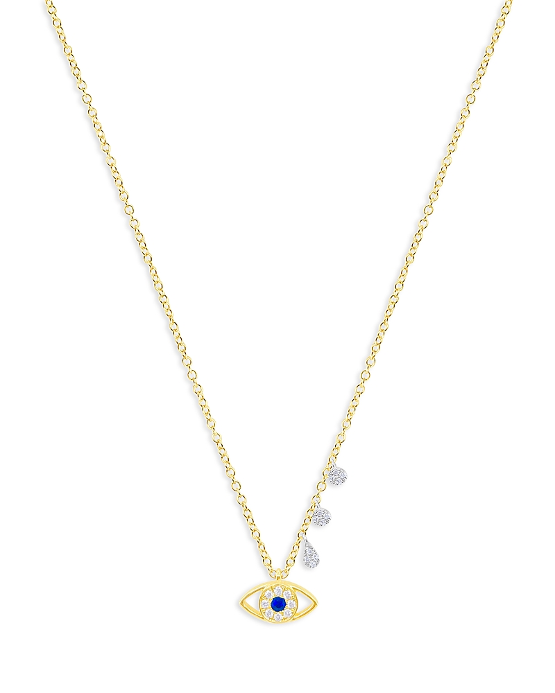 Meira T Diamond & Blue Sapphire Two Tone Gold Evil Eye Necklace, 18