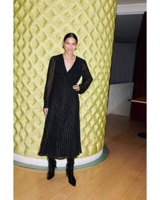 Metallic Stripe Midi Dress