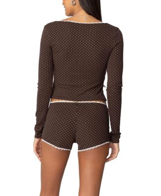 Juliana Polka Dot Ribbed Top