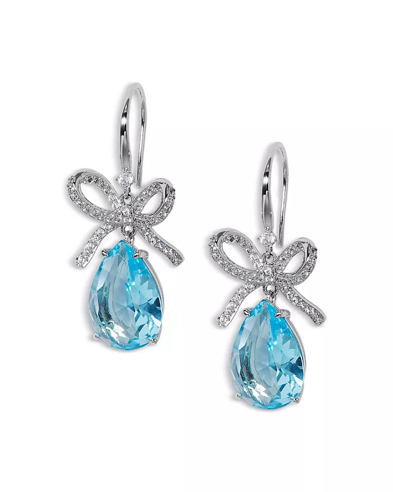 Nadri Macaron Cubic Zirconia Pear Bow Drop Earrings