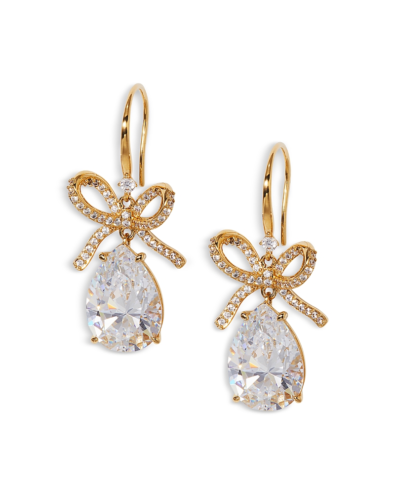 NADRI MACARON CUBIC ZIRCONIA PEAR BOW DROP EARRINGS