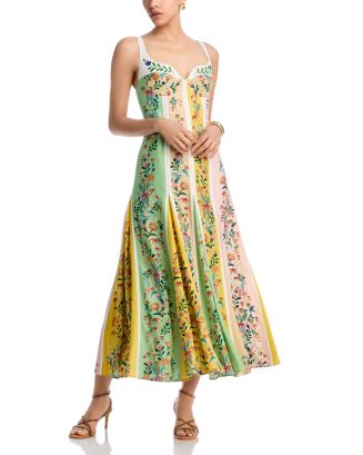 knee length dresses for ladies Dark Blue Maira Floral Euroflax™ Premium Linen Midi Dress main image 1