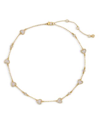 kate spade new york Heart You Gold Tone Cubic Zirconia Scatter Heart Collar Necklace, 16-19