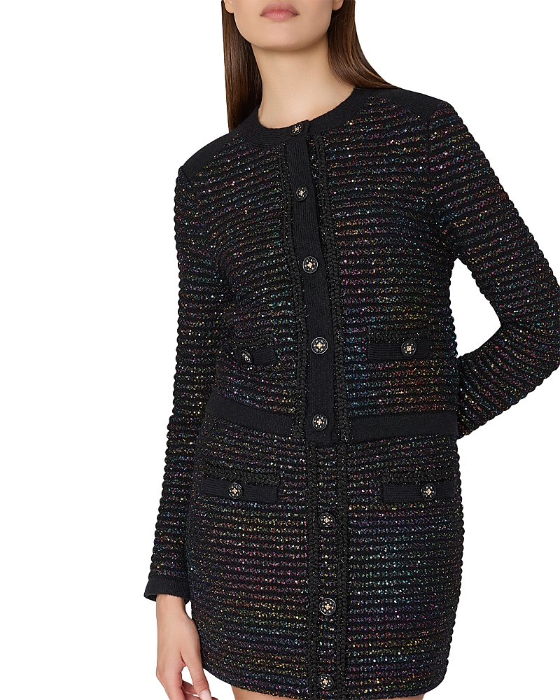 Milly Sequin Textured Cardigan In Multi