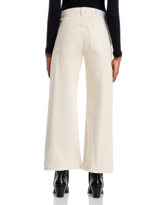 Mid Rise Crop Wide Leg Jeans in White