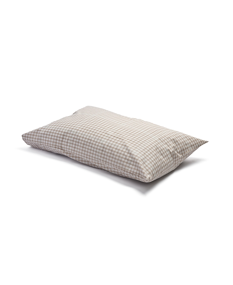 Piglet In Bed Small Gingham Check Pillowcase Pair, Square In Cafe Au Lait Gingham