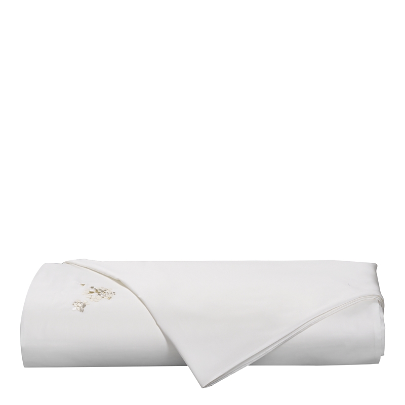 Dea Luxury Linens Dea Palm Beach Ibla Embroidered Sateen Duvet Cover, King In Natural/ivory