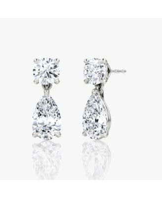  Signature Drop Earring in 14K White Gold, 3.0ctw Round Brilliant & Pear Lab Grown Diamonds