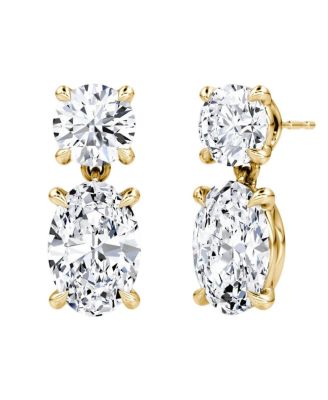 Vrai Signature Drop Earring in 14K White Gold, 1.5ctw Round Brilliant & Oval Lab Grown Diamonds