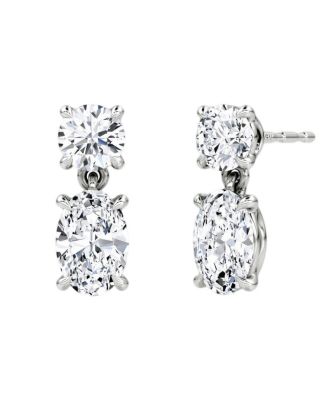 Vrai Signature Drop Earring in 14K White Gold, 1.5ctw Round Brilliant & Oval Lab Grown Diamonds