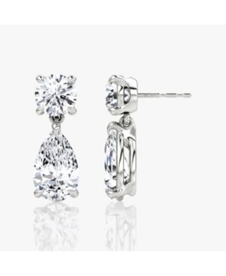  Signature Drop Earring in 14K Yellow Gold, 6.0ctw Round Brilliant & Pear Lab Grown Diamonds