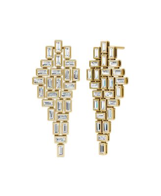 Vrai Baguette Cascade Earrings in 14K White Gold, 12.5ctw Baguette Lab Grown Diamonds