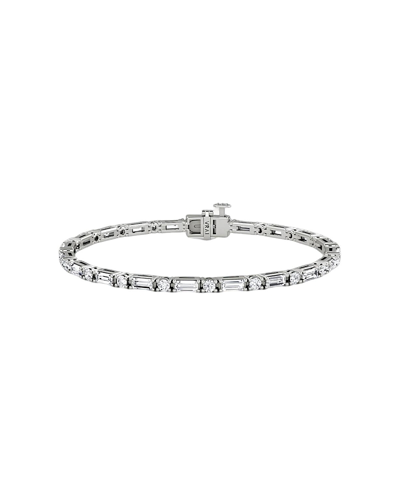 Vrai Mixed Shape Bracelet in 14K White Gold, 3.0ctw Baguette & Brilliant Round Lab Grown Diamonds