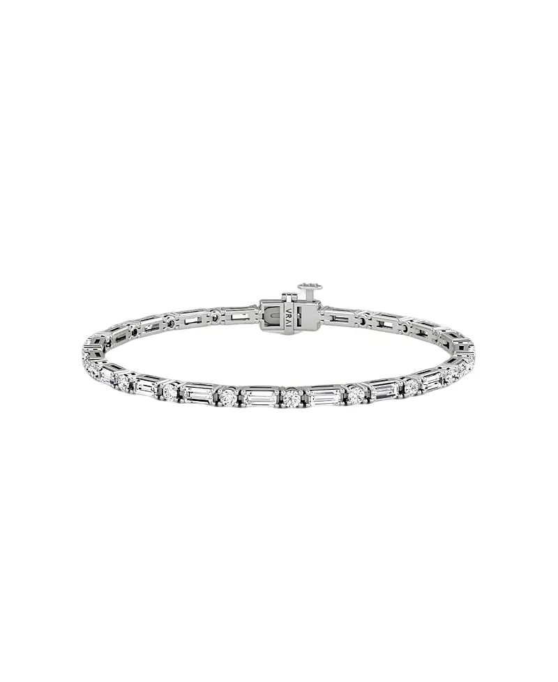Vrai Mixed Shape Bracelet in 14K White Gold, 3.15ctw Baguette & Brilliant Round Lab Grown Diamonds
