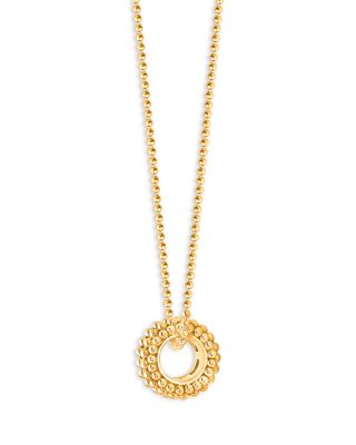 Diamond Baguette Beaded Pendant Necklace in 18K Yellow Gold, 0.35 tcw, 16"-20"