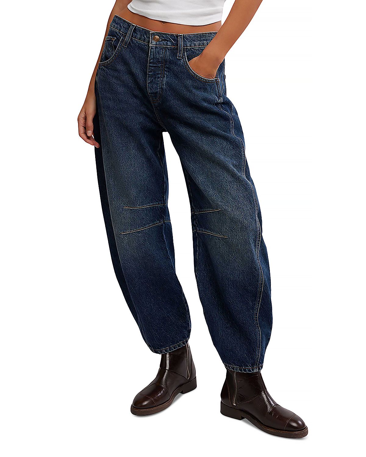Free People We The Free Good Luck Mid Rise Barrel Jeans