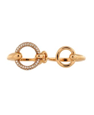 Pre-Owned HERMÈS - Large Filet d'Or Double Ring 18K Rose Gold with Diamonds
