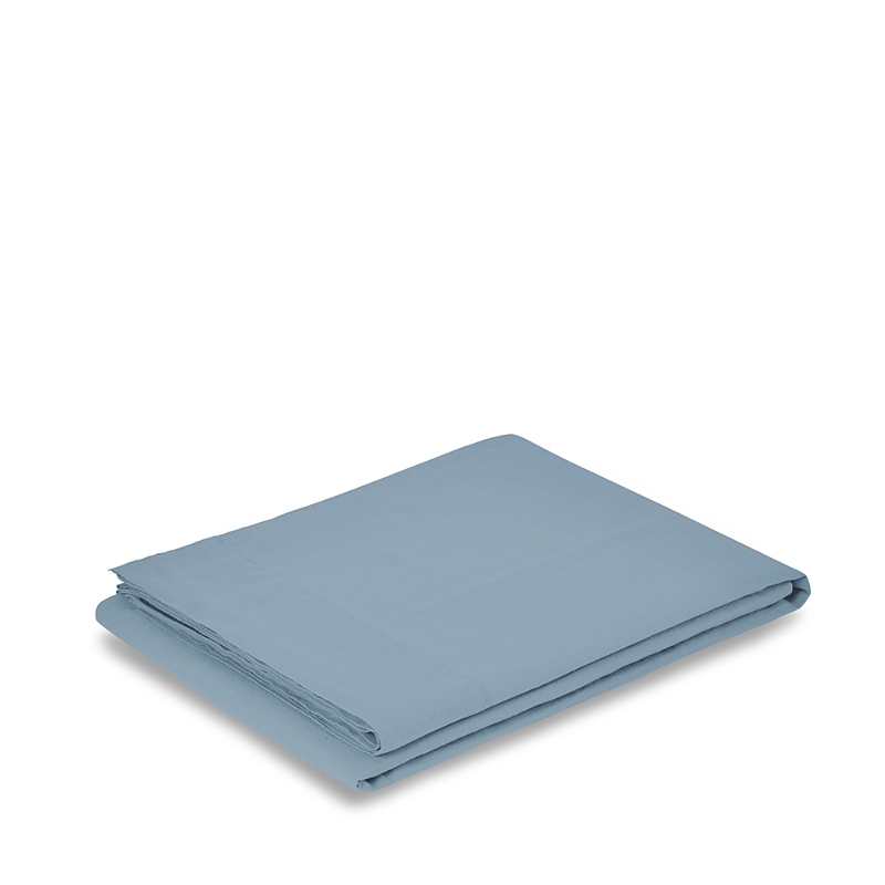 Piglet In Bed Linen Blend Flat Sheet, Queen In Dusk Blue