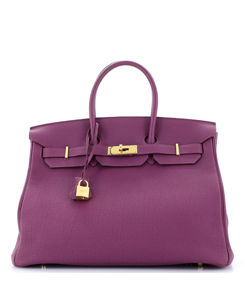 Pre-Owned Hermes Birkin 35 Handbag Purple Togo with Gold Hardware
