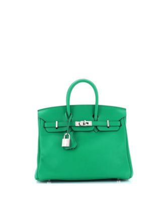 Pre-Owned Hermes Birkin 25 Handbag Green Swift with Palladium Hardware