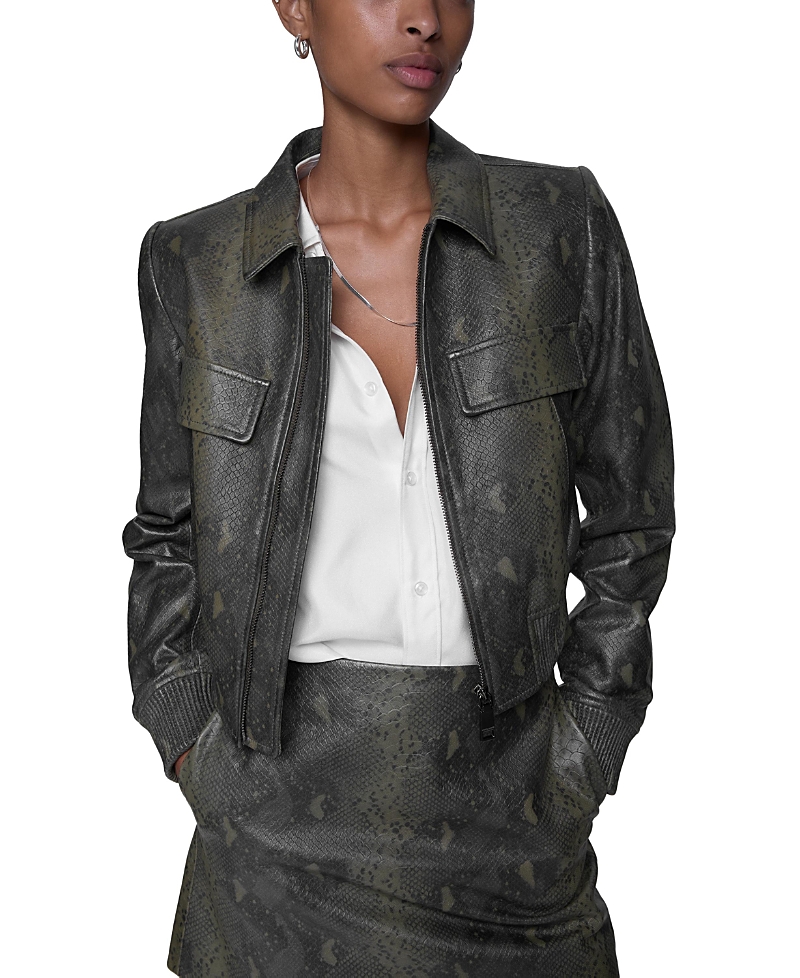 Rebecca Minkoff Astrid Snake Bomber Jacket In Army Snake