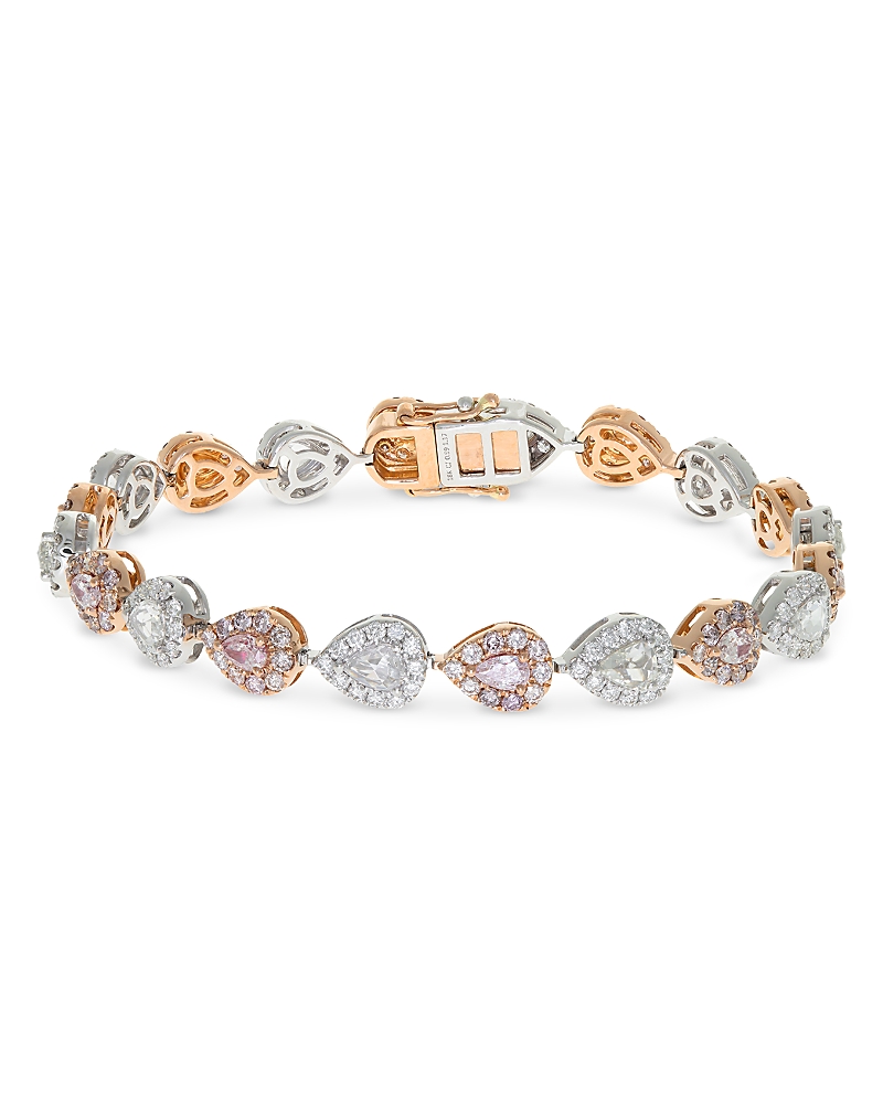 Bloomingdale's Fine Collection Bloomingdale's Pear Shaped Pink Diamond Bracelet In 18k Rose & White Gold In Pink/white