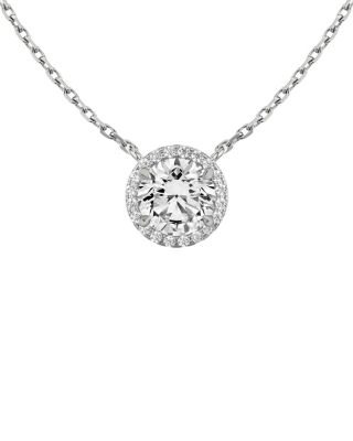 Vrai Halo Pendant In 14k White Gold/14k Gold, 1.0ctw Oval Lab Grown Diamonds In Silver
