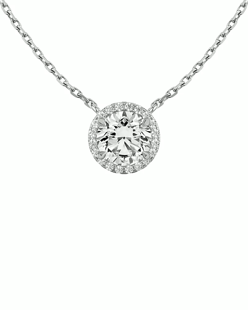 Vrai Halo Pendant in 14K White Gold/14K Gold, 1.0ctw Oval Lab Grown Diamonds